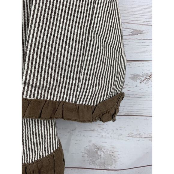 AMX‎ Jacket Womens small Animal Brown striped Cotton Cream & Brown With Ruffles - Picture 2 of 5